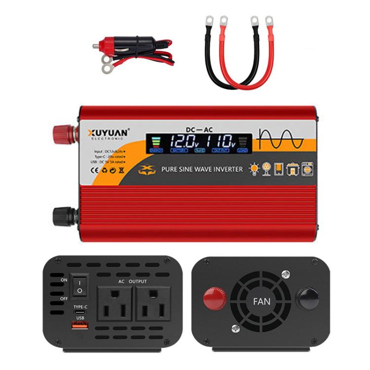 XUYUAN 12V / 24V To 110V Pure Sine Wave Inverter Power Inverter US Plug, 800W Black, 1400W Black, 2000W Black, 3000W Black, 3600W Black, 4000W Black, 800W Red, 1400W Red, 2000W Red, 3000W Red