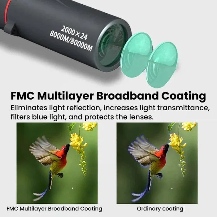 กล้องส่องทางไกลกลางแจ้ง 8x HD สำหรับกลางคืนแสงน้อย แบบพกพา พร้อมที่ยึดโทรศัพท์, แบบเดี่ยว, พร้อมที่ยึดโทรศัพท์และขาตั้งกล้อง
