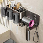 ที่เก็บของในห้องน้ำติดผนัง 3-in-1 แบบไม่ต้องเจาะ ที่วางแปรงสีฟันและไดร์เป่าผม พร้อมชั้นวางในตัว รุ่น 2 คน มีถ้วย, 2 คน ไม่มีถ้วย, 3 คน มีถ้วย, 3 คน ไม่มีถ้วย, 4 คน มีถ้วย, 4 คน ไม่มีถ้วย