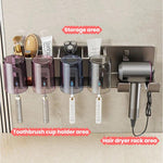 ที่เก็บของในห้องน้ำติดผนัง 3-in-1 แบบไม่ต้องเจาะ ที่วางแปรงสีฟันและไดร์เป่าผม พร้อมชั้นวางในตัว รุ่น 2 คน มีถ้วย, 2 คน ไม่มีถ้วย, 3 คน มีถ้วย, 3 คน ไม่มีถ้วย, 4 คน มีถ้วย, 4 คน ไม่มีถ้วย