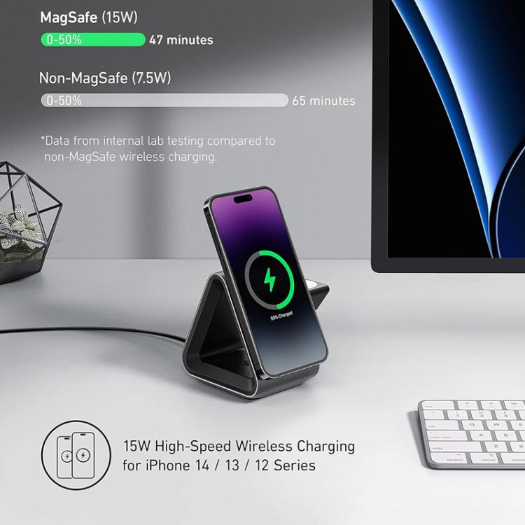 ANKER B2599 15W 3 In 1 Desktop Magnetic Wireless Charger Docking Station For iPhone / iWatch / AirPods, US Plug, B2599