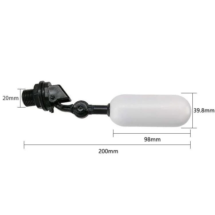 Mini Plastic Float Valve for Aquariums/Humidifiers/Small Water Tanks, 1/2 Inch/20mm Black, 1/2 Inch/20mm Gray, 1/2 Inch/20mm  With AdjustableLlock, 3/4 Inch/25mm Black, 3/4 Inch/25mm Gray