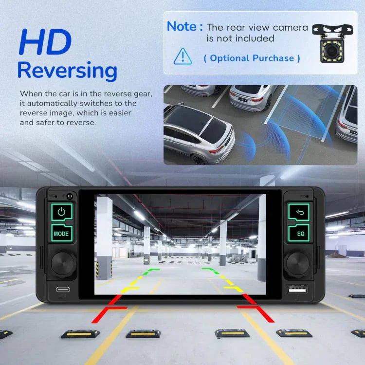 เครื่องเล่น MP5 หน้าจอแนวนอน 5.1 นิ้ว ที่นั่งเดียว พร้อมฟังก์ชัน CarPlay ไร้สาย เครื่องรวมในตัว รุ่นมาตรฐาน, รุ่นมาตรฐาน+กล้อง 12 ดวง