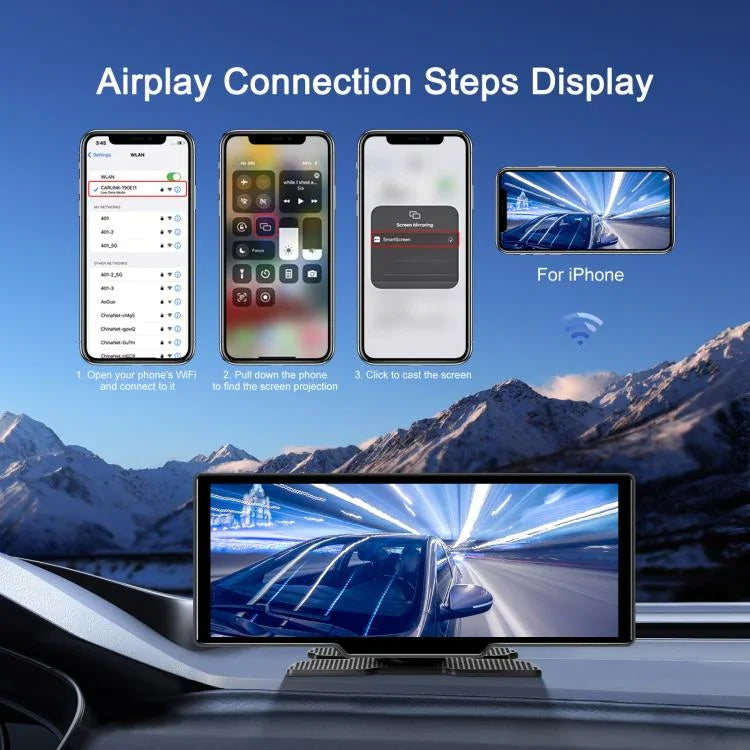 กล้องบันทึกภาพรถยนต์ 4K HD เครื่องนำทางรถยนต์ CarPlay หน้าจอกลางรถยนต์ A4473