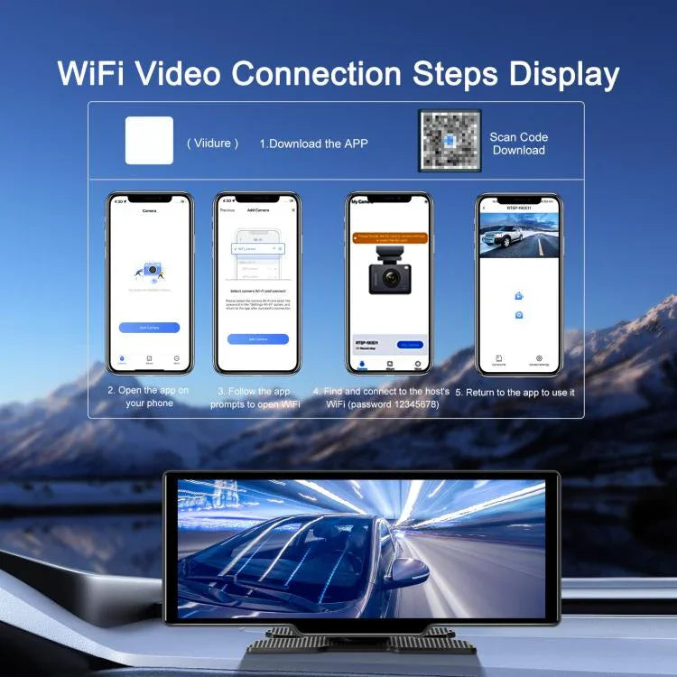 กล้องบันทึกภาพรถยนต์ 4K HD เครื่องนำทางรถยนต์ CarPlay หน้าจอกลางรถยนต์ A4473