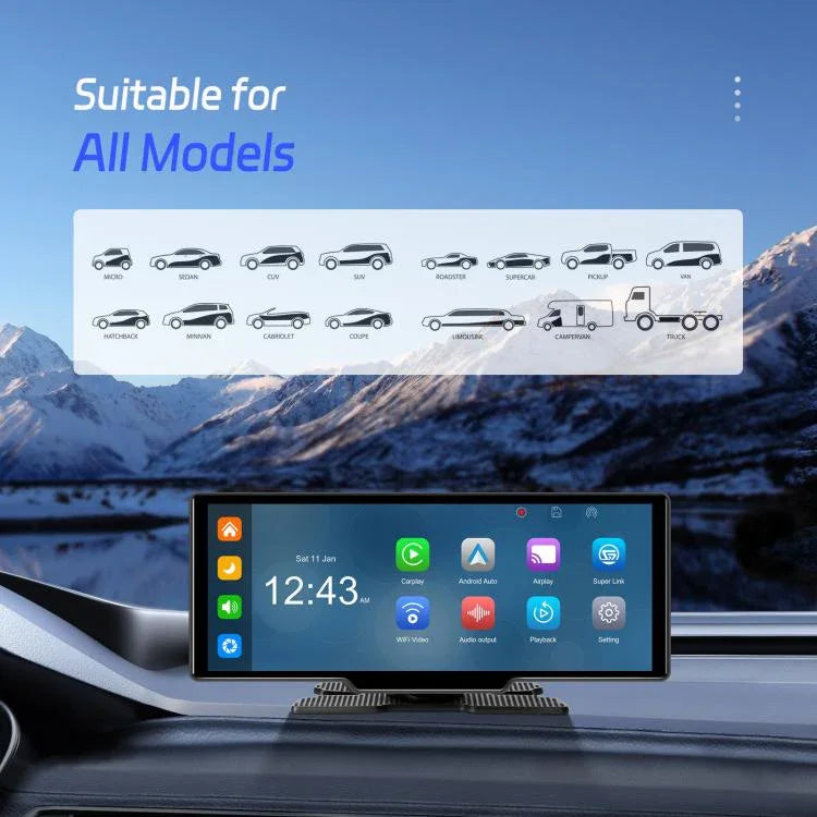 กล้องบันทึกภาพรถยนต์ 4K HD เครื่องนำทางรถยนต์ CarPlay หน้าจอกลางรถยนต์ A4473