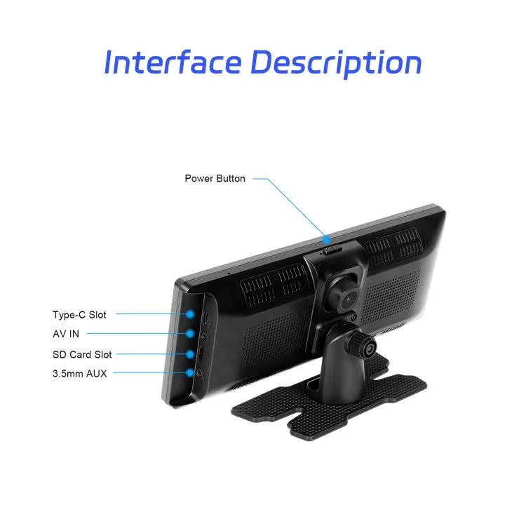 กล้องบันทึกภาพรถยนต์ 4K HD เครื่องนำทางรถยนต์ CarPlay หน้าจอกลางรถยนต์ A4473