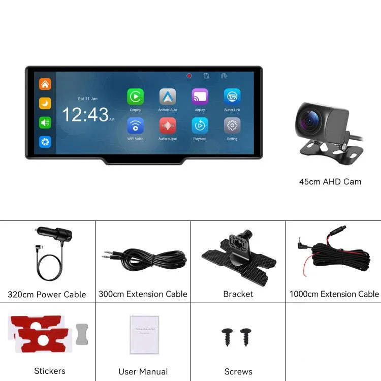กล้องบันทึกภาพรถยนต์ 4K HD เครื่องนำทางรถยนต์ CarPlay หน้าจอกลางรถยนต์ A4473