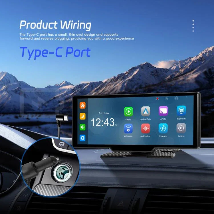 กล้องบันทึกภาพรถยนต์ 4K HD เครื่องนำทางรถยนต์ CarPlay หน้าจอกลางรถยนต์ A4473