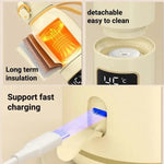 เครื่องอุ่นขวดนมเด็กแบบพกพา 450ml แบตเตอรี่ 15000mAh ชาร์จได้ ถ้วยอุ่นไร้สาย 37-55 องศา สแตนเลส แก้ว