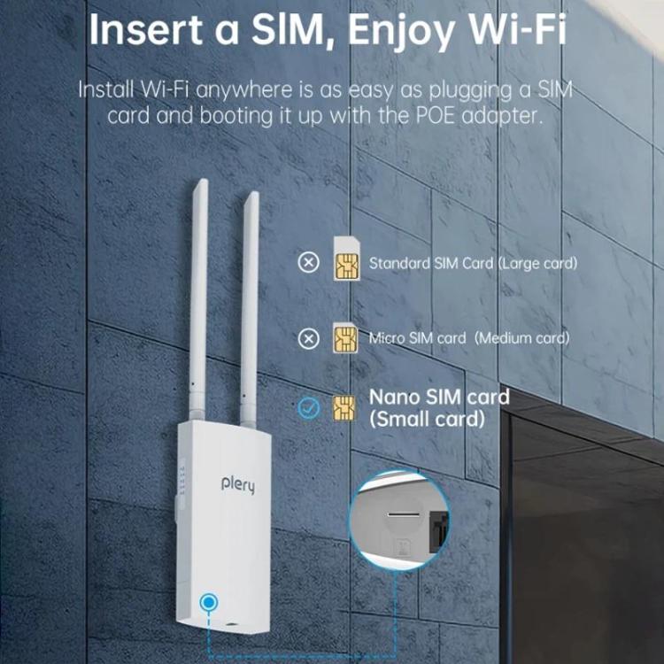 COMFAST Plery R702 เราเตอร์ไร้สาย 4G LTE สำหรับใช้งานกลางแจ้ง กันน้ำ IP66 รองรับซิมการ์ดทั่วไป ปลั๊ก EU, ปลั๊ก US, ปลั๊ก UK, ปลั๊ก AU