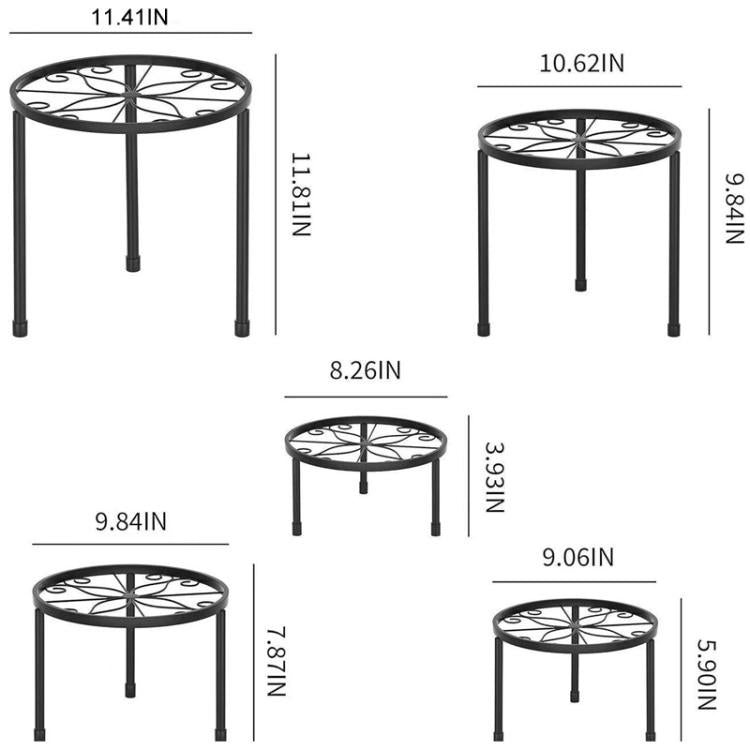 Metal Plant Stand Rust-Proof Iron Flower Pot Stand, 5pcs