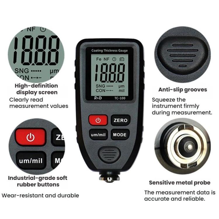 เครื่องวัดความหนาฟิล์มเคลือบความแม่นยำสูง R&D INSTRUMENTS TC-100 สำหรับทดสอบความหนาสีรถยนต์, TC-100
