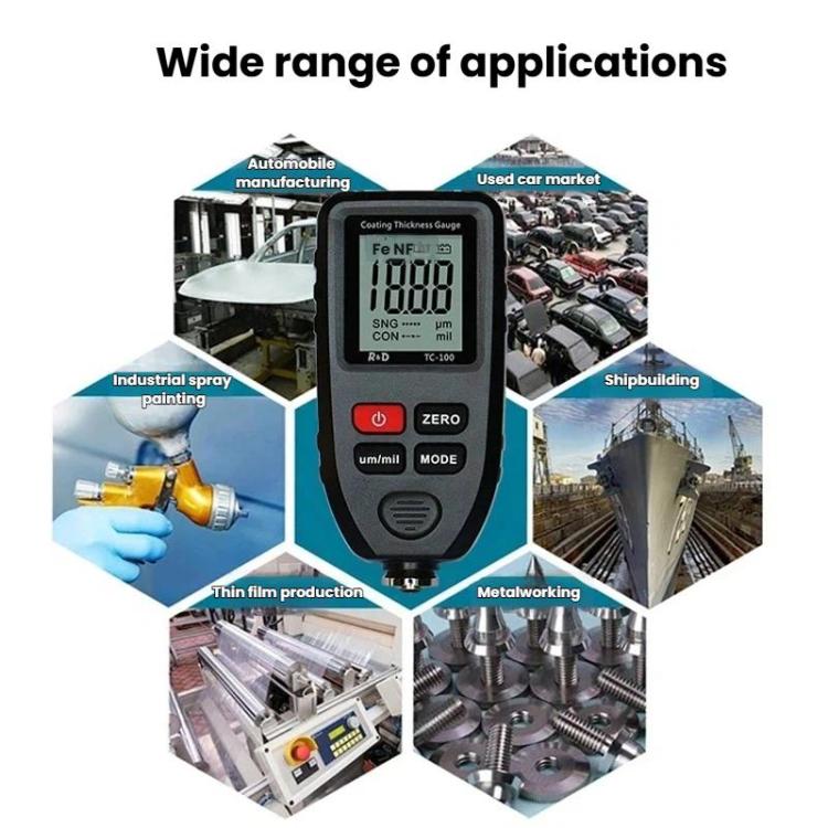 เครื่องวัดความหนาฟิล์มเคลือบความแม่นยำสูง R&D INSTRUMENTS TC-100 สำหรับทดสอบความหนาสีรถยนต์, TC-100
