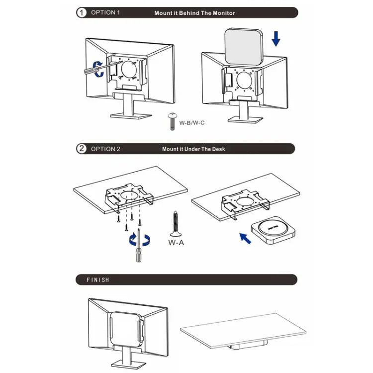 ขาแขวนติดตั้งด้านหลังจอภาพใต้โต๊ะ สำหรับ Mac Mini M1 / M2, สำหรับ Mac Mini M1 / M2