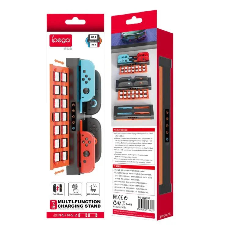 แท่นชาร์จและที่เก็บการ์ดเกม 8-in-1 ipega สำหรับ Nintendo Switch 2 / Joy-Con