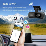 กล้องติดรถยนต์ 4K บันทึกภาพคู่ เชื่อมต่อ WiFi หน้า+หลัง, หน้า+หลัง+ติดตาม GPS, หน้า+ในรถ, หน้า+ในรถ+ติดตาม GPS