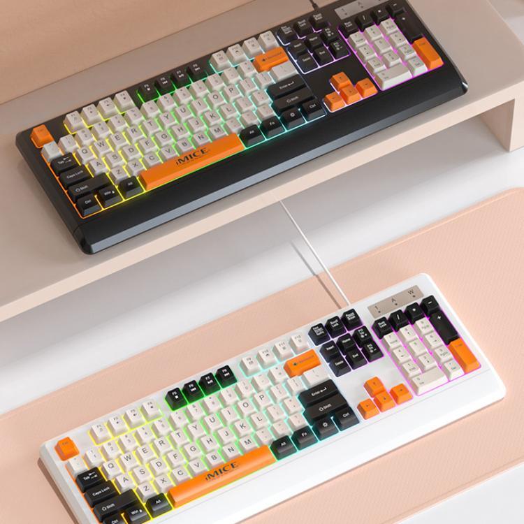 คีย์บอร์ดสาย USB iMICE AK-100 ปุ่มสีบล็อกไฟหลังรุ้ง