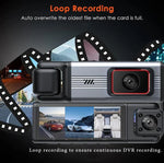 กล้องติดรถยนต์ DVR 3.16 นิ้ว HD 1080P พร้อมอินฟราเรดสำหรับมองเห็นกลางคืน บันทึกหน้า+ภายใน (ไม่มี Wi-Fi), หน้า+ภายใน+หลัง (ไม่มี Wi-Fi), หน้า+ภายใน+เชื่อมต่อ Wi-Fi, หน้า+ภายใน+หลัง+เชื่อมต่อ Wi-Fi