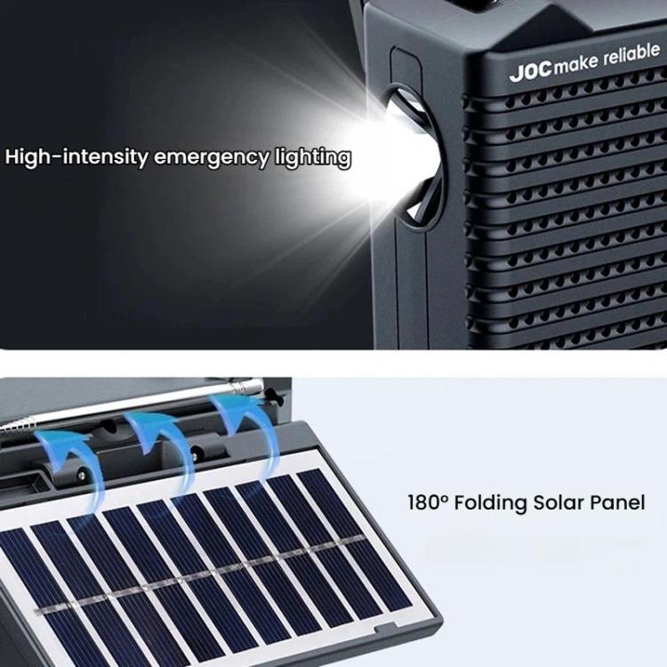 วิทยุพลังงานแสงอาทิตย์แบบครบคลื่นพร้อมไฟฉายและบลูทูธพกพา JOC TG-099BT-S, JOC TG-099BT-S