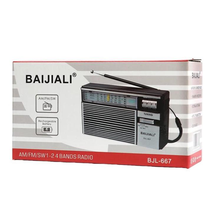 วิทยุพกพาหลายคลื่น FM AM SW พร้อมปุ่มปรับอิสระ BAIJIALI BJL-667, BAIJIALI BJL-667
