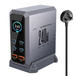 แท่นชาร์จแบบพอร์ตหลายช่อง 4 Type-C + 2 USB 240W พร้อมจอแสดงผลแบบไดนามิก กัลเลียมไนไตรด์, ปลั๊ก AU, US, EU, UK