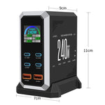 แท่นชาร์จแบบพอร์ตหลายช่อง 4 Type-C + 2 USB 240W พร้อมจอแสดงผลแบบไดนามิก กัลเลียมไนไตรด์, ปลั๊ก AU, US, EU, UK
