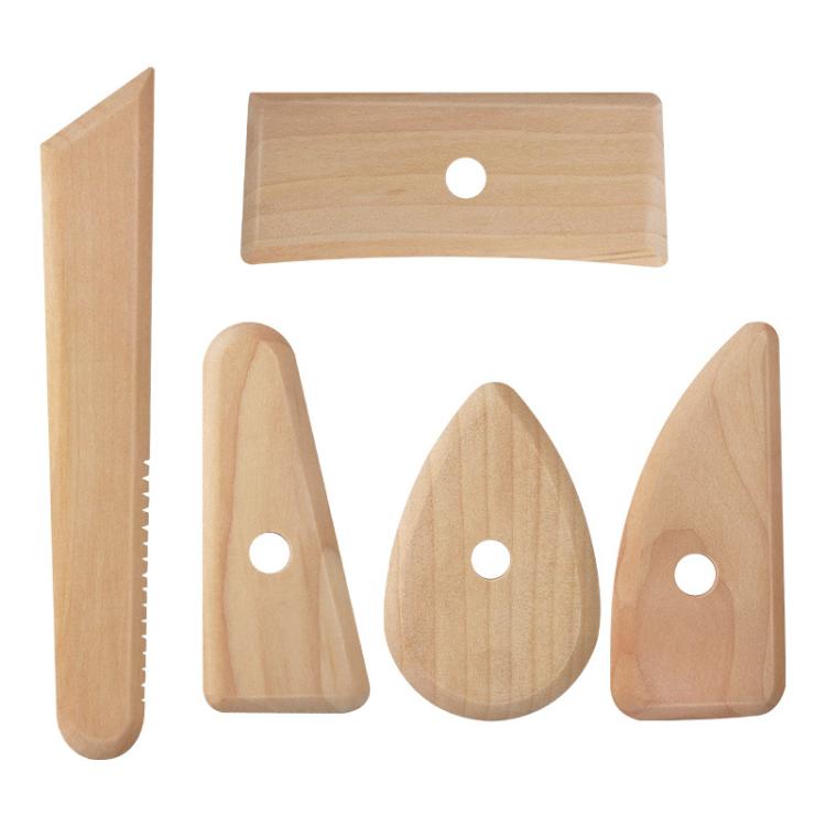 เครื่องมือแกะสลักดินเหนียวเครื่องปั้นดินเผาไม้ นุ่ม งานฝีมือ DIY มีดโครงไม้ 5 ชิ้น / แพ็ค