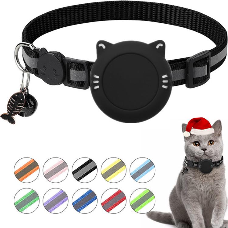 For AirTag 2nd Gen / AirTag 1st Gen Cat Collar Waterproof Silicone Holder With Safety Breakaway Buckle And Fish & Bell Pendant