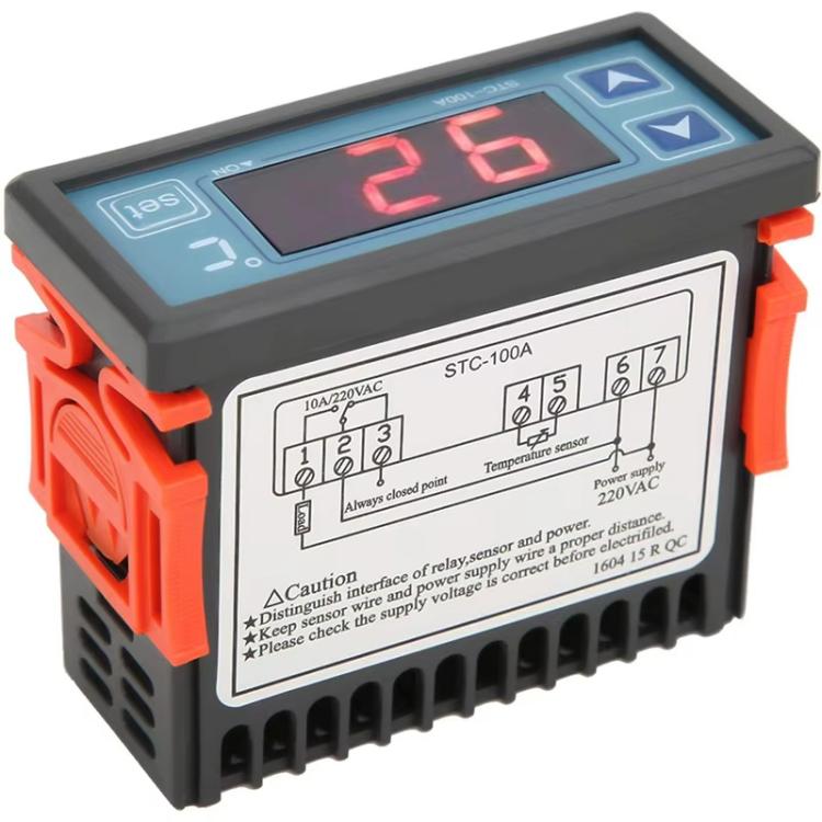 STC-100A ตัวควบคุมอุณหภูมิดิจิทัลสำหรับระบบทำความร้อนและความเย็นในเรือนกระจก ห้องเก็บของเย็นขนาดเล็ก/กลาง, STC-100A 220V