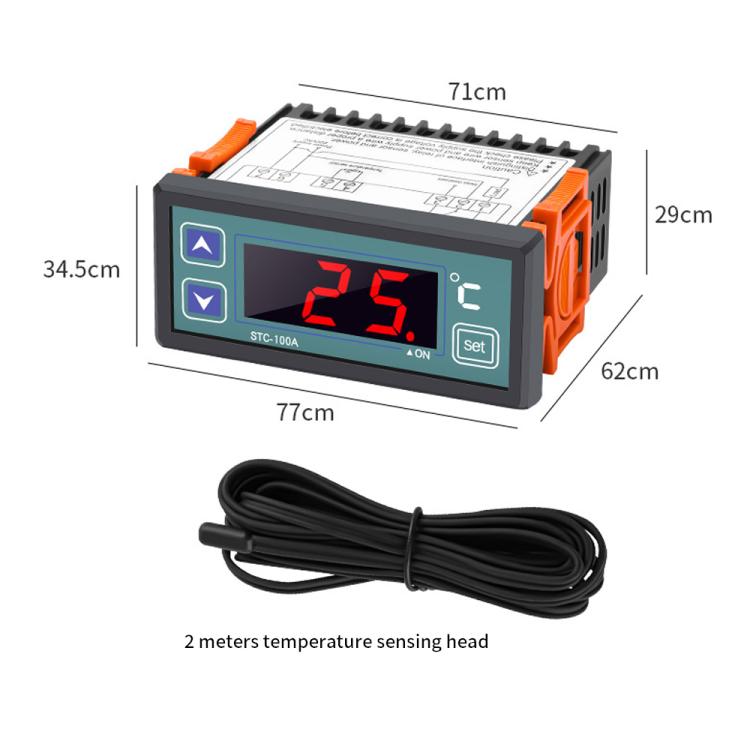 STC-100A ตัวควบคุมอุณหภูมิดิจิทัลสำหรับระบบทำความร้อนและความเย็นในเรือนกระจก ห้องเก็บของเย็นขนาดเล็ก/กลาง, STC-100A 220V