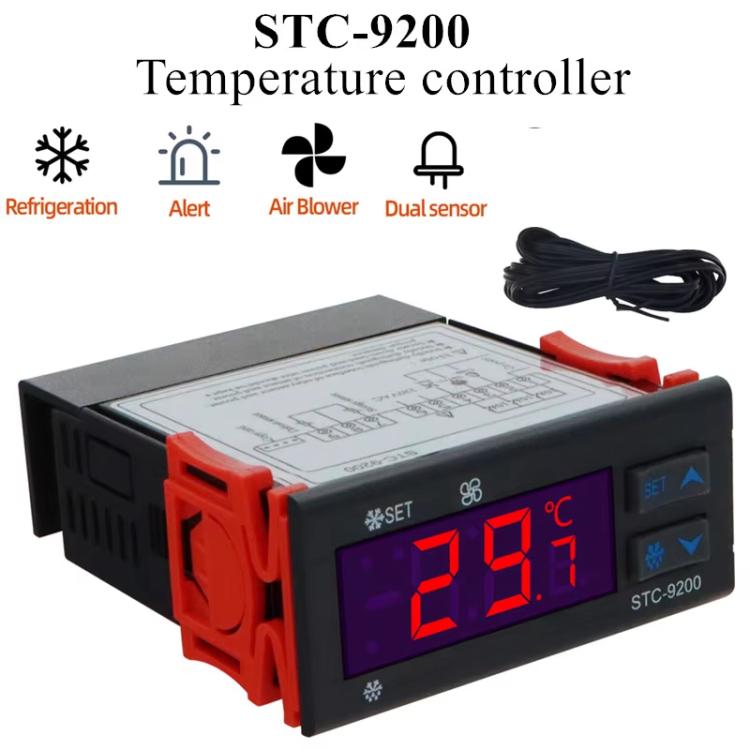 STC-9200 ตัวควบคุมอุณหภูมิคอมพิวเตอร์ขนาดเล็ก - เอาต์พุต 3 โหมด สำหรับระบบทำความเย็น, ละลายน้ำแข็ง และควบคุมพัดลม, ใช้ได้ทั่วไปสำหรับห้องเก็บของเย็น/เครื่องทำความเย็น