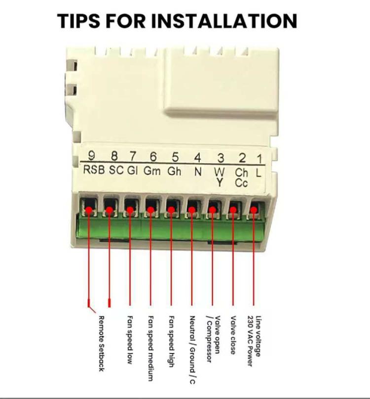 เทอร์โมสตัทดิจิทัล 220V พร้อมจอ LCD ขนาดใหญ่ สำหรับเครื่องปรับอากาศ FCU, T6861H2WB, T6861H2WG