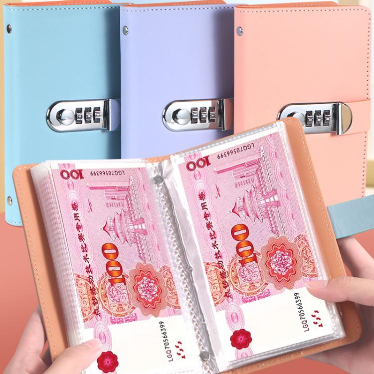 สมุดเงินสดล็อกพาสเวิร์ด A6 50 หน้า ความจุใหญ่ กันน้ำ อัลบั้มธนบัตรที่ระลึก