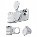 TELESIN ที่ช่วยยึดโทรศัพท์แม่เหล็กสำหรับถ่ายภาพ มือจับรีโมทคอนโทรล สีขาว พร้อมกล้องจับ+ไฟเติมสีเงิน, มือจับกล้องสีขาว+ขาตั้งกล้อง+ไฟเติมสีเงิน, มือจับกล้องสีขาว+ไฟเติมสีขาว, มือจับกล้องสีขาว+ขาตั้งกล้อง+ไฟเติมสีขาว