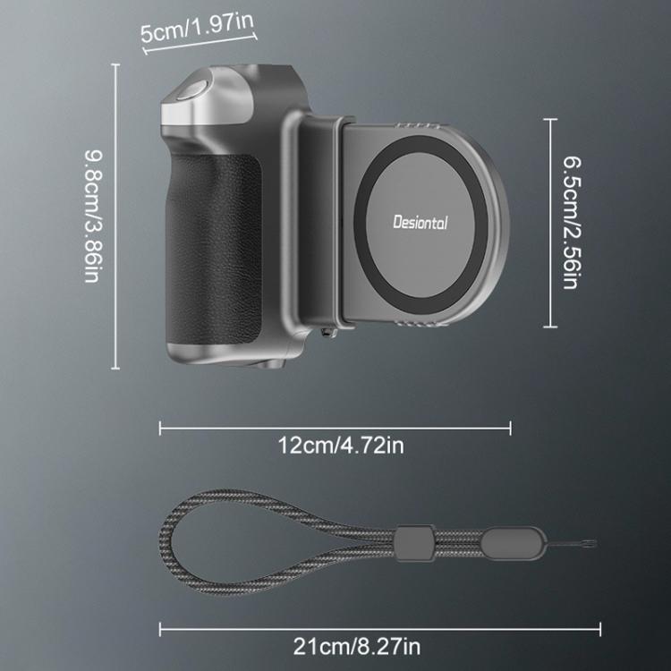 ด้ามจับโทรศัพท์ถ่ายภาพแบบหดได้แม่เหล็ก Desiontal GP-06 สำหรับถ่ายทอดสดและเซลฟี่กลางแจ้ง, GP-06