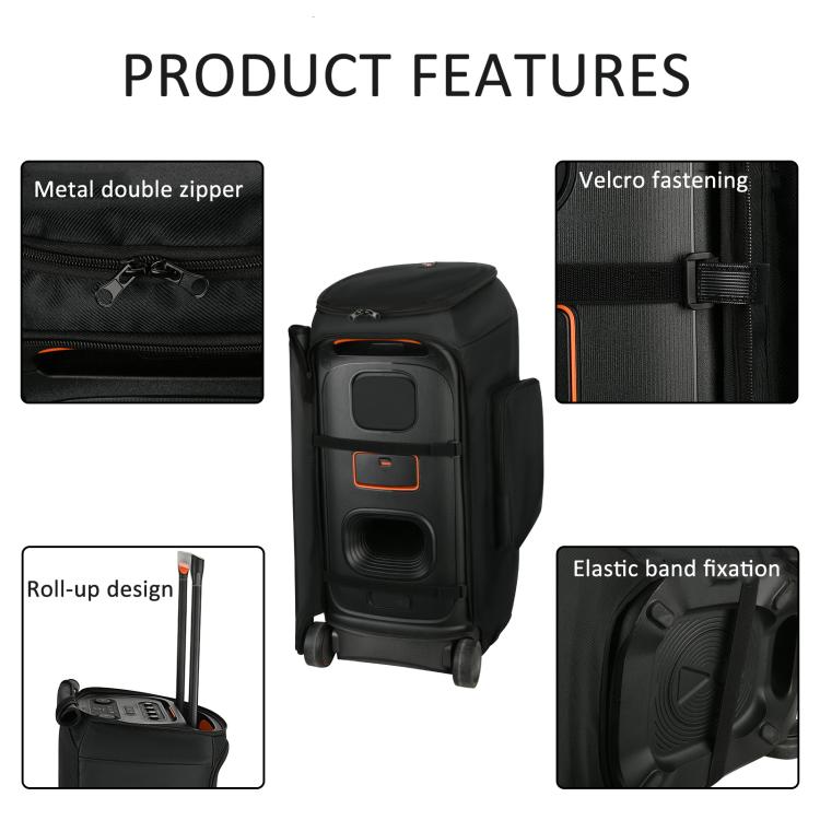 ปลอกคลุมลำโพง JBL Partybox Stage 320 รุ่นอัพเกรด พร้อมช่องกระเป๋าข้างสองด้าน ผ้าตาข่ายไนลอน