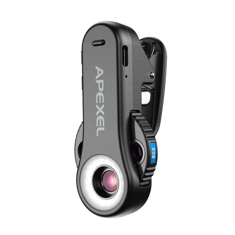 กล้องจุลทรรศน์โทรศัพท์ APEXEL TriScope 40X-80X-120X พร้อมไฟ LED อุณหภูมิสองระดับและไฟ UV, APL-MS3L