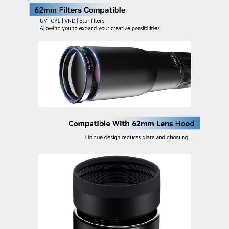 ชุดเลนส์เทเลโฟโต้ APEXEL TeleCular 50x สำหรับสมาร์ทโฟน พร้อมขาตั้งกล้องหัวบอล 360 องศาและโฟกัสภายใน, APL-T50X