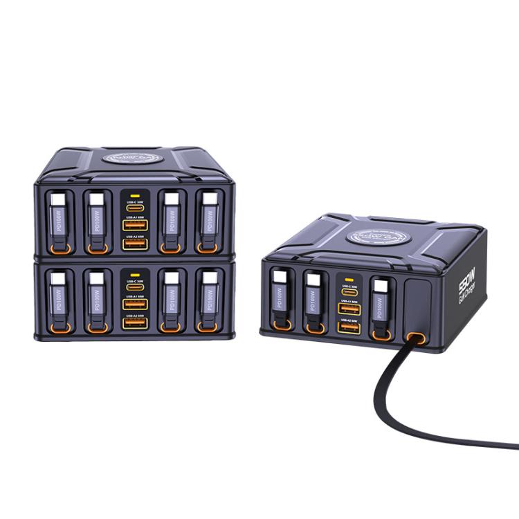 ที่ชาร์จสายชาร์จ USB-C GaN 550W ชาร์จเร็วพิเศษแบบหลายพอร์ต พร้อมสายเก็บได้, ปลั๊ก EU, ปลั๊ก US, ปลั๊ก UK, ปลั๊ก AU, ปลั๊ก KR