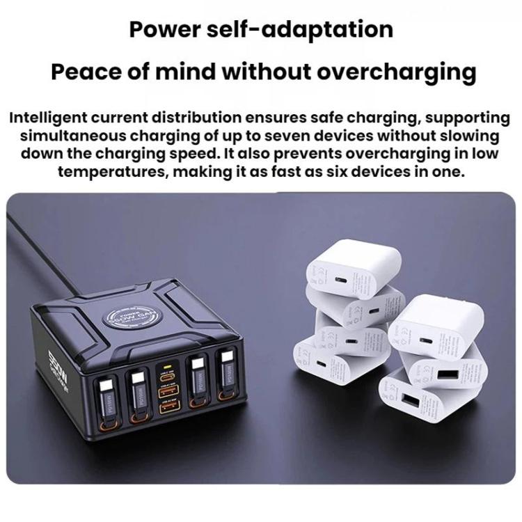 ที่ชาร์จสายชาร์จ USB-C GaN 550W ชาร์จเร็วพิเศษแบบหลายพอร์ต พร้อมสายเก็บได้, ปลั๊ก EU, ปลั๊ก US, ปลั๊ก UK, ปลั๊ก AU, ปลั๊ก KR