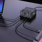 ที่ชาร์จสายชาร์จ USB-C GaN 550W ชาร์จเร็วพิเศษแบบหลายพอร์ต พร้อมสายเก็บได้, ปลั๊ก EU, ปลั๊ก US, ปลั๊ก UK, ปลั๊ก AU, ปลั๊ก KR