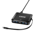 ที่ชาร์จเร็วอัจฉริยะ 240W พร้อมสาย USB แบบแม่เหล็กเก็บได้และช่องเก็บหลายพอร์ต, ปลั๊ก EU, ปลั๊ก US, ปลั๊ก UK, ปลั๊ก AU, ปลั๊ก KR