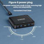 ที่ชาร์จเร็วอัจฉริยะ 240W พร้อมสาย USB แบบแม่เหล็กเก็บได้และช่องเก็บหลายพอร์ต, ปลั๊ก EU, ปลั๊ก US, ปลั๊ก UK, ปลั๊ก AU, ปลั๊ก KR