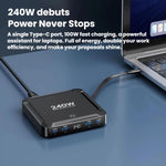 ที่ชาร์จเร็วอัจฉริยะ 240W พร้อมสาย USB แบบแม่เหล็กเก็บได้และช่องเก็บหลายพอร์ต, ปลั๊ก EU, ปลั๊ก US, ปลั๊ก UK, ปลั๊ก AU, ปลั๊ก KR