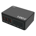 ที่ชาร์จ USB แบบหลายพอร์ต 100W ชาร์จเร็ว PD กำลังสูง, ปลั๊ก US, ปลั๊ก EU, ปลั๊ก AU, ปลั๊ก KR, ปลั๊ก UK