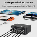 ที่ชาร์จ USB แบบหลายพอร์ต 100W ชาร์จเร็ว PD กำลังสูง, ปลั๊ก US, ปลั๊ก EU, ปลั๊ก AU, ปลั๊ก KR, ปลั๊ก UK