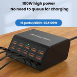 ปลั๊กไฟ USB 15 พอร์ต ชาร์จเร็วอัจฉริยะ, ปลั๊ก US, ปลั๊ก UK, ปลั๊ก AU, ปลั๊ก EU, ปลั๊ก KR