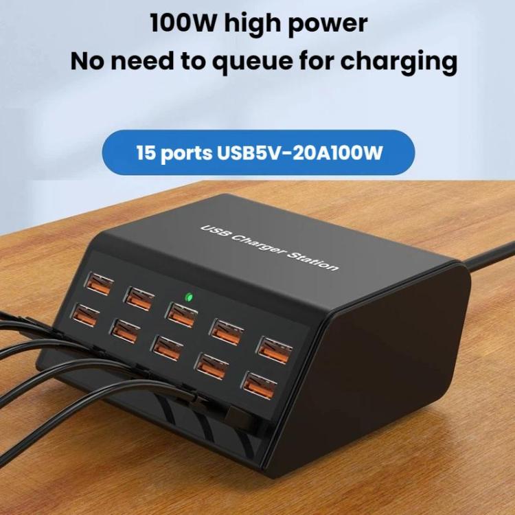 ปลั๊กไฟ USB 15 พอร์ต ชาร์จเร็วอัจฉริยะ, ปลั๊ก US, ปลั๊ก UK, ปลั๊ก AU, ปลั๊ก EU, ปลั๊ก KR