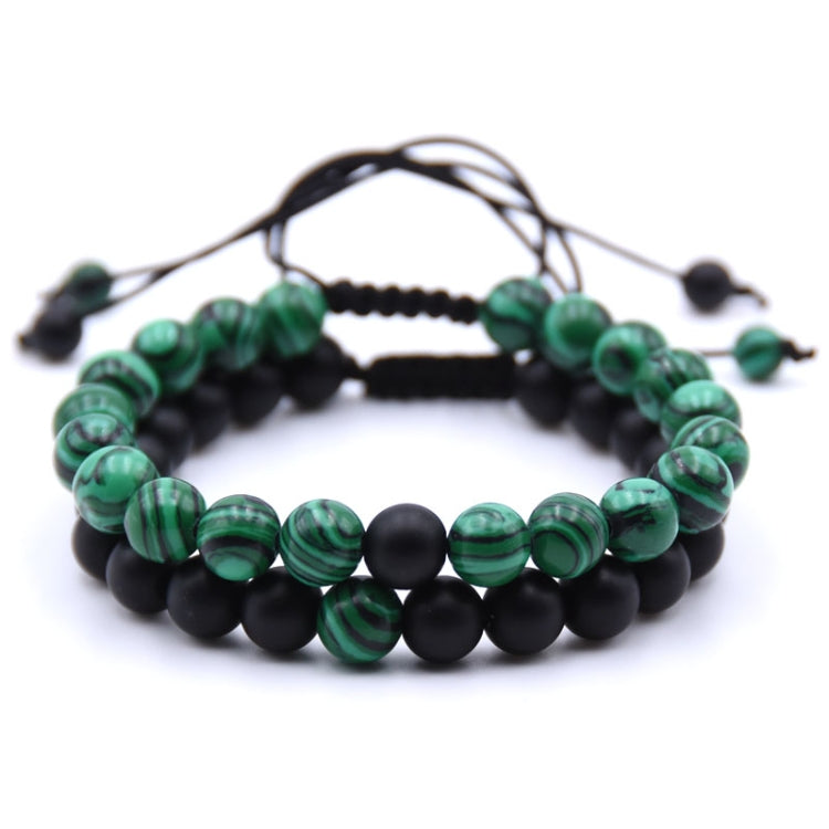สร้อยข้อมือคู่รักลูกปัดหินธรรมชาติ 8 มม. สำหรับผู้ชายถักเสน่ห์